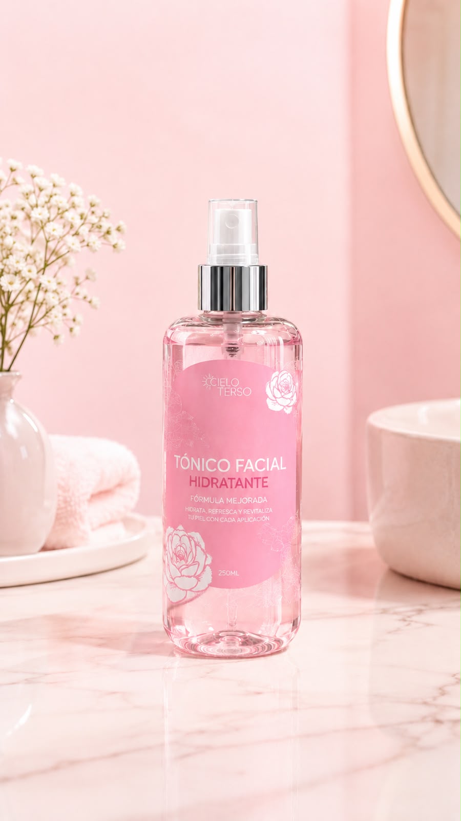 Tónico facial hidratante con agua de rosas Cielo Terso 250 ml